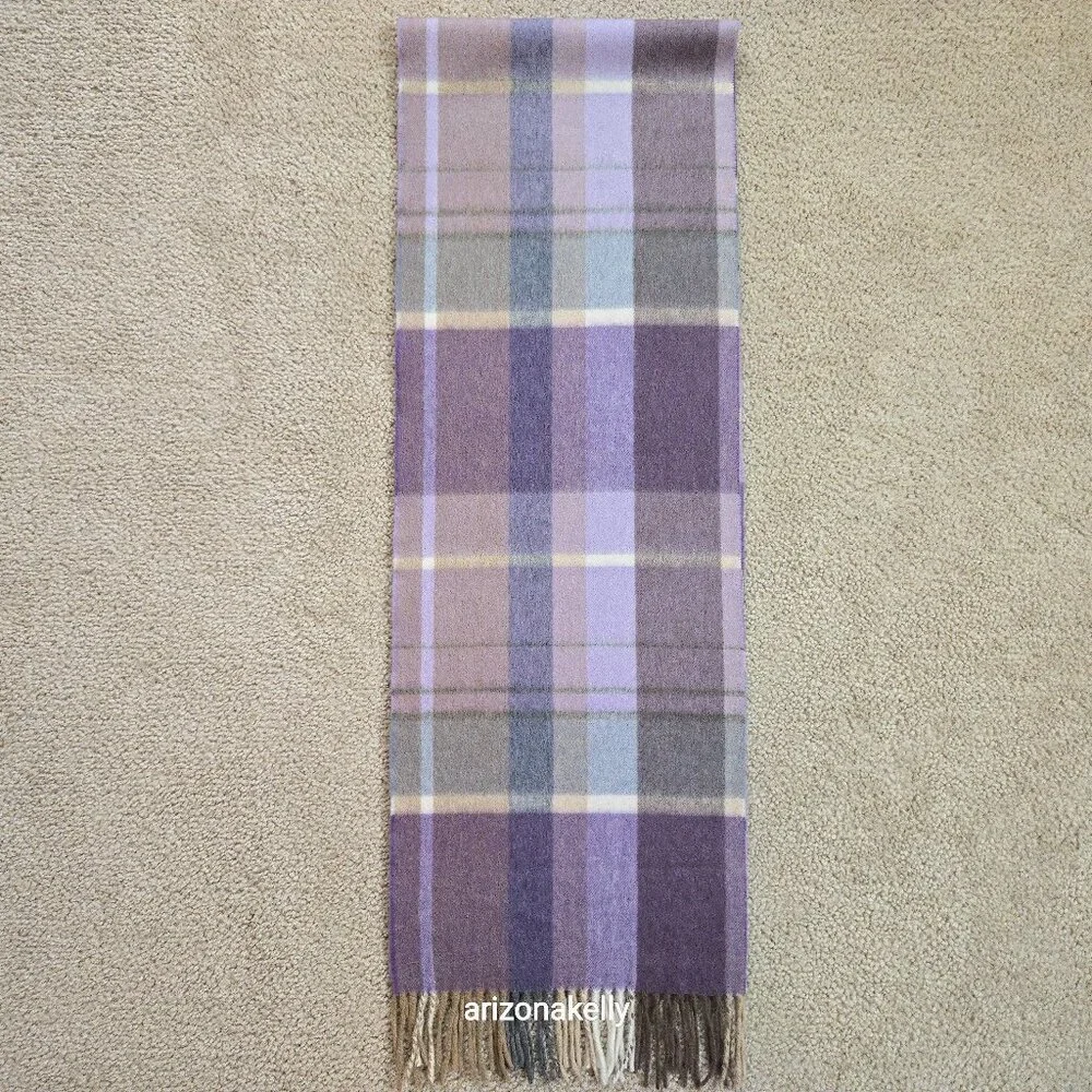 Luxurious Cashmere Scarf Purple Plaid Thick Plush